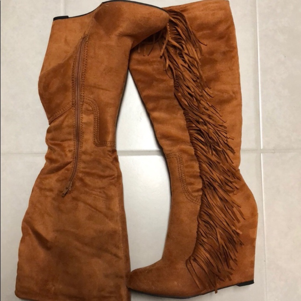 REDUCED!!!!!Wedge Boots with Fringe!